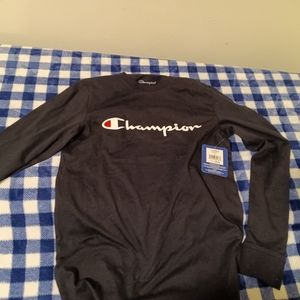 2 Boys large champion long sleave shirts one has a hood